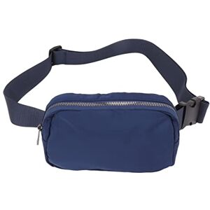 Oumefar Sac Banane Réglable et Léger pour Femmes, Sac Banane en Nylon à Deux Poches pour la Randonnée en Plein Air, Le Shopping et Le Sport (Bleu foncé) - Publicité