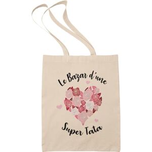Paroles d'amour Tote Bag Femme Cadeau Tata Le Bazar d'une Super Tata Sac Tissu Sac en Toile Femme Canvas Sac Tote Bag sac de course sac cabas… - Publicité