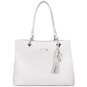 David Jones Sac à Main Porté Epaule Femme Cabas Fourre-Tout Cuir PU Souple Grande Capacité Tote Shopper Bag Large Sac Shopping Anses Longues Plusieurs Compartiments Poches Mode Blanc - Publicité