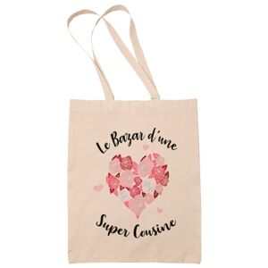 Paroles d'amour Tote Bag Femme Cadeau Cousine Bazar d'une Super Cousine Sac Tissu Sac en Toile Femme Canvas Sac Tote Bag sac de course sac cabas - Publicité