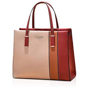 NICOLE & DORIS Sac à Main Multicolore Femme Sac Porté Epaule Elegant Sac Rayures PU Cuir Cabas Fourre-Tout Sac Bandoulière Mode Tendance Chic Rouge - Publicité