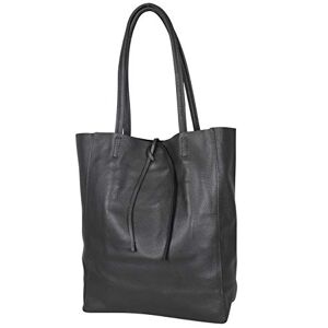 AMBRA Moda AmbraModa  Sac italien, sac à main pour femme, shopper, sac portéépaule, avec petit sac intérieur en cuir véritable (gris foncé) - Publicité