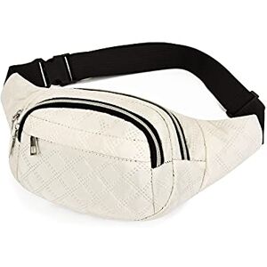 LIVACASA Sac Banane Multipoche Femme Fille en PU Sac Ville Sacoche de Ceinture Sac de Voyage pour Loisir Fête 4 Poches/Blanc - Publicité