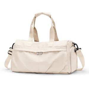 HYC00 Sac de Sport Femme, Sacs de Voyage Homme avec Compartiment à Chaussures et Poche Humide Sac Week-End à Bandoulière Bagage à Main Sac Femme Cabas de Fitness Imperméable Duffel Bags,A-Couleur Beige - Publicité