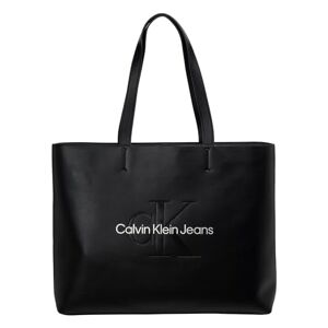 Calvin Klein Jeans Femme Sculpted Slim TOTE34 Mono  Fourre-Tout, Noir (Black/Metallic Logo), OS - Publicité