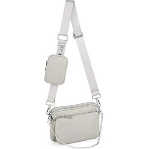 UTO Sac à main porté épaule Femme 3 en 1 Polyvalent Pochette avec bandoulière en chaîne amovible Nylon Gris w/chaîne d'argent - Publicité