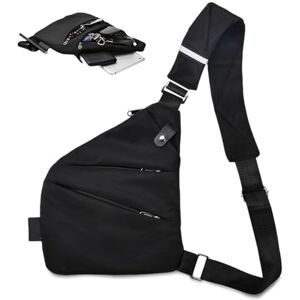 YAOZUP Sac de Voyage Antivol, Sacoche Antivol, Anti Theft Travel Bag, Sac à Bandoulière Antivol, Poche Poitrine Multi-poches pour Hommes et Femmes, Sac Antivol pour Randonnée Jogging Vélo - Publicité