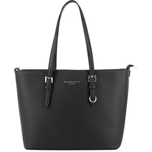 flora & co Grand Sac à Main Femme Cabas Fourre-Tout Simili Cuir PU Rigide Sac Elégant Ville Travail Lycée Shopper Porté Epaule Bandoulière Grande Capacité A4 Mode Chic Noir - Publicité