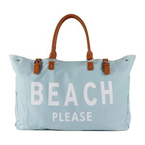 Lamyba Sac de plage avec poignée en cuir végétalien, sac de plage extra large pour femme, imperméable, anti-sable, blanc, bleu, X-Large - Publicité