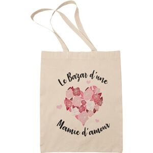 Paroles d'amour Tote Bag Femme Cadeau Mamie Le Bazar d'une Mamie d'amour pour la fete des grand-meres Sac Tissu Sac en Toile Femme Canvas Sac Tote Bag sac de course sac cabas - Publicité