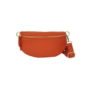 THEWAN. TheWan Demi Lune Petit Sac Banane Sac Poitrine Italien Cuir Italien Femme, Sac Demi Lune Porté Ceinture et de Travers Cuir Vachette,Dimensions: H12 x L 22 x P 5 cm (Coral) - Publicité