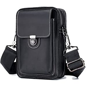 NVNVNMM Sac Banane Cuir Sac de Taille for Hommes Coque Portefeuille Mobile Portefeuille Messenger Messenger Sac Taille(Black) - Publicité