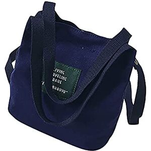 ZYUEER Femmes Sacs à Main Toile Sacs portés Main Sac d'épaule Sac Bandoulière Mini Sac en Toile Décontractés Sac de Messager pour école Travail Plage Voyage (7.8x7.8x4.7 in, bleu foncé) - Publicité