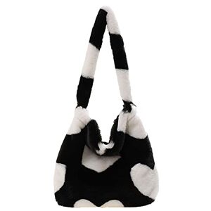 LYEAA Sac à bandoulière en peluche pour femme Sac à dos en fourrure synthétique Motif floral, 02-coeur noir - Publicité