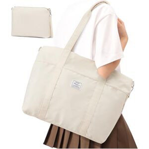 winspansy Sac a Main Femme,Grand Cabas Ordinateur 15.6 Pouces Fourre-tout Décontracté Avec Poche Fermeture éclair Sac de Plage Seau Sport D'école Pour Les Cours Sac à Bandoulière Courses the Tote Bag Beige - Publicité