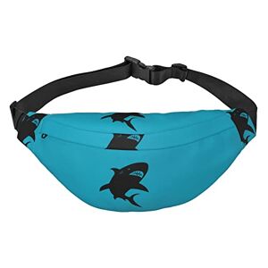 KOOLR Sac banane décontracté imprimé poisson noir pour homme et femme avec 3 fermetures éclair intercouche réglable pour la course à pied, l'extérieur, les voyages, noir, One Size - Publicité