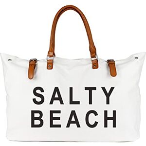 Lamyba Sac de plage avec poignée en cuir végétalien, sac de plage extra large pour femme, imperméable, anti-sable, blanc, blanc, XXL 码 - Publicité