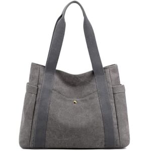 RPAEOY Tote Bag en Toile Grand Capacité Sac de Plage Avec Fermeture à Glissière et Multipoches Sac Fourre Tout Sac Bandoulière Cabas pour Voyage Travail Etudiante Gris - Publicité