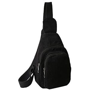 KieTeiiK Petit sac à bandoulière en velours côtelé pour femme, sac banane pour voyage, sport, course à pied, randonnée, Noir , 5.9x1.96x9.44in - Publicité