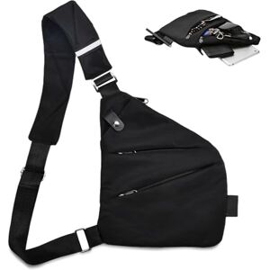 YAOZUP Sac de Voyage Antivol, Sacoche Antivol, Anti Theft Travel Bag, Sac à Bandoulière Antivol, Poche Poitrine Multi-poches pour Hommes et Femmes, Sac Antivol pour Randonnée Jogging Vélo - Publicité