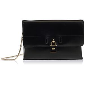 DKNY Pochette Palmer en Cuir Lisse, Crossbody Femme, Noir/doré, Taille Unique - Publicité