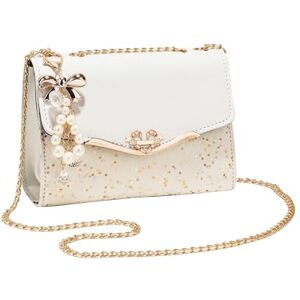 CORIOS Élégant Sac Porté Epaule pour Femme PU Cuir Sac à Main Sac à Bandoulière en Paillettes Sac Messager Capacité Moyenne Sac Cabas Sac Hobo Mode Sac Fourre-Tout Voyage Travail Sac D'épaule Blanc - Publicité