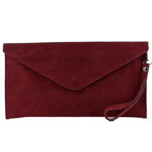 Modamoda de T106 Clutch Sac de soirée en daim, fabriqué en Italie, rouge foncé, Small - Publicité