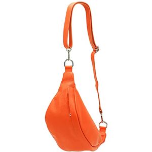 SH Leder ® Marie  Sac banane en cuir véritable unisexe pour festival, voyage, taille moyenne, 32 x 17 cm, Orange, m, Sac banane tendance - Publicité