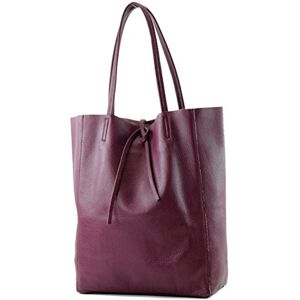 modamoda de T163 Ital. Shopper Large avec poche intérieure en cuir, Violet bordeaux 2021, L - Publicité