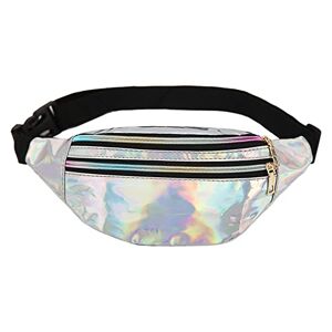 Labstandard Sac Banane Femme Homme Unisexe à Effet Holographique Sac Ville Imperméable Multi-Poches Sacoche de Ceinture en PU Sac de Voyage Brillant pour Loisir ou Randonnée (Argenté) - Publicité