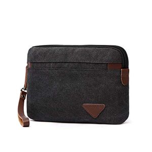 BOBKY Pochette Homme Toile Portefeuille Clutch Bag Wristlet Bag Wallet Purse Sacoche Homme Sac à Main Affaires Embrayage Sac(Pochettes Noir) - Publicité