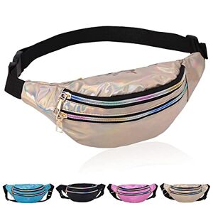 Jodsen Sac Banane holographique, en Cuir PU,Sac Banane néon imperméable,Sac de Ceinture de Vacances Brillant pour Le Sport, la Course, la randonnée, Les Femmes et Les Filles (Gold) - Publicité