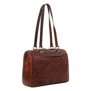 STILORD 'Cosmea' Femme Sac à Bandoulière Grand Sac à main en Cuir tressé Femmes Vintage Business Bag Shopper Hobo Bag Élégant Tote Bag Sac de Travail, Couleur:porto cognac - Publicité