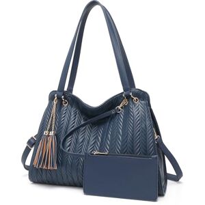 Miss Lulu Sac à Main Femmes Grand Cuir PU, Sac Hobo Sac avec Plusieurs Poches, Sac à Main Chic avec Tassels et Motif Tressé, Ensemble Sac D'épaule Cabas Portés Main de 2 Pièces - Publicité