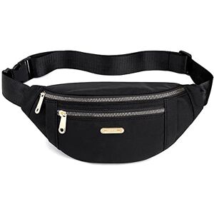 OUYIWEIMAOYI Femme Sac Banane ，Unisexe à La Mode Ceinture réglable pour Voyage, Everywhere Belt Bag & Fanny Packs, Entraînement, Course à Pied, Randonnée pour Dames, Filles et Hommes (Black) - Publicité