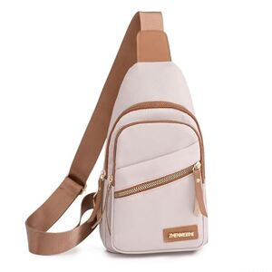 Jiqoe Sac banane à bandoulière pour fille et femme Sac banane en nylon de grande capacité Pochette de sport polyvalente, blanc, Blanc - Publicité