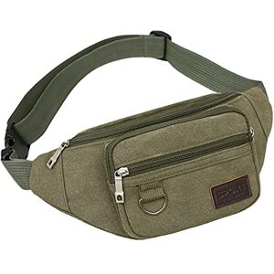 LZPCarra Sac banane d'extérieur pour femme Grande capacité Ceinture en toile Pour homme et femme, Vert armée., 33x5x14 - Publicité