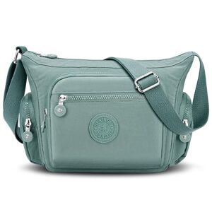 Faneam Sac à Bandoulière Femme Sacoche d'Epaule avec Bretelle Ajustable Besace Sacoche Multi-Poches Sac Messenger en Nylon Casual pour École Voyage Shopping, Vert - Publicité