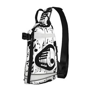 OdDdot Sac de taille imperméable en polyester durable et léger Sac à bandoulière pour femmeIdéal pour voyager Noir Blanc Vache laitière, Note de musique noir et blanc, One Size - Publicité