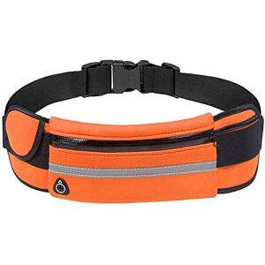 WQEPYY Ceinture de Course Homme Femme Sacoche Banane Réfléchissant Etanche avec Prise Casque Ceinture Running Phone avec Bande Elastique Réglable Pochette pour Gym Jogging Escalade Voyage (Orange) - Publicité