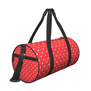 ZaKhs Grand sac de sport de voyage avec poche et sangle réglable Motif à pois rouges et blancs Pour homme et femme, Noir , Taille unique - Publicité