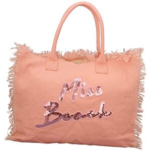 Miss Beach sac de bain zippé sac de plage sac pique-nique cabas en toile, Rose Pastel XL - Publicité