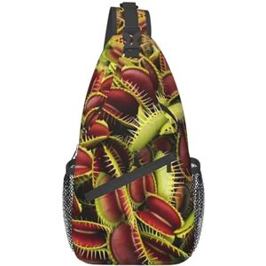 YJxoZH Sac banane avec imprimé animal mignon en alpaga pour homme et femme, sac à bandoulière tendance, sac à dos à bandoulière avec sangle réglable, Plante carnivore, Taille unique - Publicité