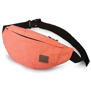 Hixingo Sac Banane pour Femme Homme, Couleur Unie Sacoche Banane Ceinture Réglable Unisexe Impermeable Sac à la Taille Poche d'entraînement Bandoulière Sac pour Sport Course Randonnée (Orange) - Publicité