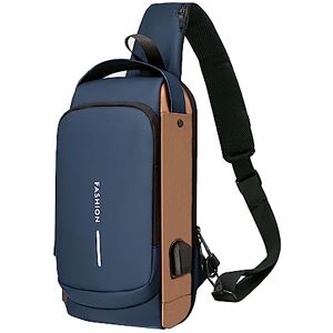 Long Keeper Sac Bandoulière Homme Sac de Poitrine Homme Femme Imperméable Sac a Dos Antivol avec Port de Charge USB Verrou Mot Passe Sling Bag, Bleu - Publicité