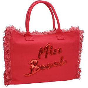 Miss Beach sac de bain zippé sac de plage sac pique-nique cabas en toile, Rouge XL - Publicité
