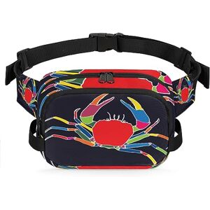 Yzrwebo Sac banane en forme de crabe abstrait pour femme et homme Sac banane tendance avec sangle réglable pour entraînement en plein air, voyage, course, randonnée, cyclisme, multicolore, Large - Publicité