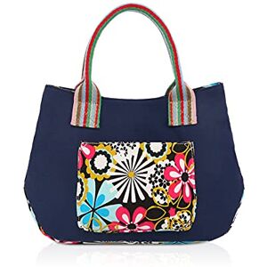 NICOLE & DORIS Sacs à Main Toile Sac Cabas Multicolores Sac fourre-Tout en Toile Sac de Plage Réutilisable Moyen Shopping Bag avec Motif Imprimé Bleu B - Publicité