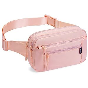 Telena fanny pack pour homme et femme Mode sacs de taille femme pochette poitrine petit sac à bandoulière en nylon sac bandoulière avec 4 poches zippées, rose - Publicité