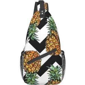 OdDdot Sac banane à bandoulière imprimé terrain de golf pour femme, sac à dos pour voyage, randonnée, Ananas avec rayures noires et blanches, Taille unique - Publicité